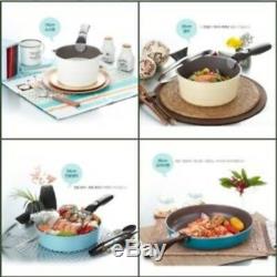 Neoflam Midas Ceramic Nonstick Cookware Set with Detachable Handle 9P Pan Lid