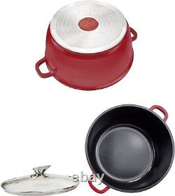 New 5Pc Marble Coated Die cast Non stick Pot Pan Stockpot Set Lids Rossa Red UK