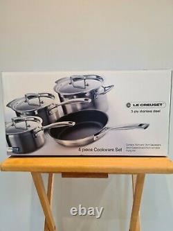 New BNIB Le Creuset 3 Ply Stainless Steel Non Stick 4 Piece Set