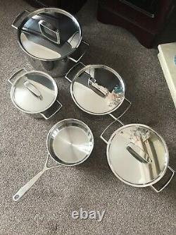 New Zwilling 5 Piece Polished Stainless Steel Pan Set With Lids