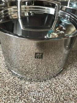 New Zwilling 5 Piece Polished Stainless Steel Pan Set With Lids