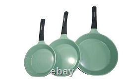 Neware JADE powder Non Stick frying PAN ceramic 3 piece SET PFOA Free EUROCOOK