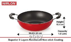 Nirlon Non-Stick Aluminium Red/ Black Cookware Set Of 6 Pcs Are Gas Compatible