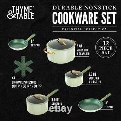 Non-Stick 12 Piece Cookware Kitchen Cooking Set Pots Pans Lids Mint Green NEW