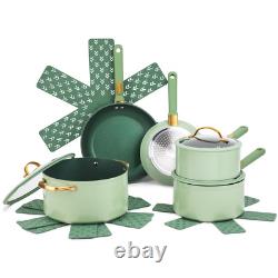 Non-Stick 12 Piece Cookware Kitchen Cooking Set Pots Pans Lids Mint Green NEW