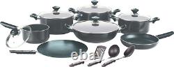 Non Stick Casserole Cooking Dish Pot Frying Pans Saucepan+Glass Lid Cookware Set