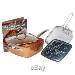 Non Stick Cooking Set Tristar Products 5 Piece Chef Pan with Glass Lid, Copper