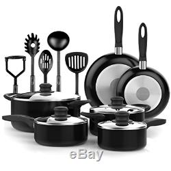 Non Stick Cookware Set 15 Piece Pots And Pans Ceramic Coating Kitchen Cooking
