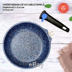 Non-Stick Frypan SetGranite Stone Fry PanDie-CastInductionDetachable handle