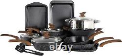 Non-Stick Pots and Pans Set, 17 Piece Granite-Coated Kitchen Cookware Set, Induc
