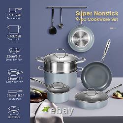 Non Stick Pots and Pans Set 5 Piece Nonstick Cookware Set with Lids, Steamer Bas