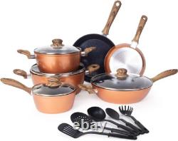 Non Stick Pots and Pans Set Induction Hob 15pcs 15pcs, Copper