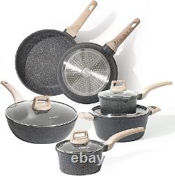 Non Stick Pots and Pans Set, Induction Hob Pan Set, 10-Piece Cookware Set Frying