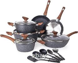 Non Stick Pots and Pans Set Induction Hob Pots Set 15Pcs Kitchen Cookware