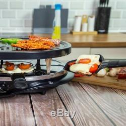 Non-Stick Raclette Grill 8 Person Set Pans for Cheese & Spatulas Electric Cooker