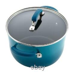 Nonstick 15 Piece Hard Enamel Aluminum Pots & Pans Cookware Set Marine Blue