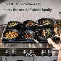 Nonstick Cookware Set, 10 Piece Stone-Derived Cooking Pots and Pans with Lids