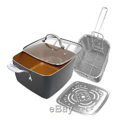 Nonstick Kitchen Cooking Pots Pans Copper Cookware 15 PIECE SET Gotham Steel