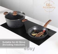 Nuovva 00340 Non Stick Pots and Pans Set Marble, 15 Piece