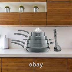 NutriChef 17 Pcs. Modern Kitchen Cookware Design Non-Stick Cookware Set (Gray)