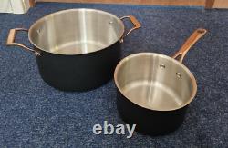 NutriChef NCONYX Non-stick Kitchenware Pots&Pans -11 Pcs- Black / Golden Handles