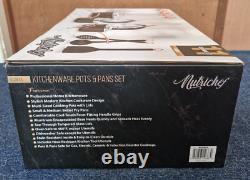 NutriChef NCONYX Pots&Pans -11 Pcs-Black/Golden Handles DAMAGED PACKAGING BOX