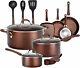 NutriChef Nonstick Cooking Kitchen Cookware Pots and Pans, 14 Piece Set, AGold