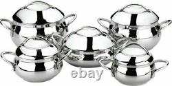 OMS 10 Piece Professional Catering Stock Pot Casserole Set 18/10 S/Steel 1008