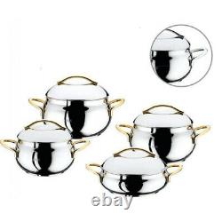 OMS Gold Bowl Shape 10 Piece Silver Cookware Professional Stock Pot Set With Lid