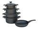 OMS Granite Grey Casserole Pot Pan Frying Pan Professional Cookware Set 3002