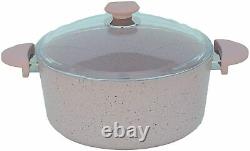 OMS Granite Pink Casserole Pot Pan Frying Pan Professional Cookware Set 3002