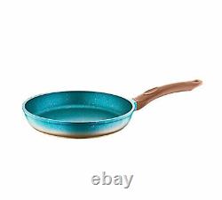 OMS Non Stick Professional Cookware Set Casserole Pot &Frying Pan Turquoise 3049