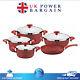OMS StainlesSteel Professional Cookware Set Granite Casserole Pot Frying Pan Red