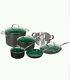 ORGREENIC Cookware Set Ceramic Anodized Non-Stick 10 Pc Sauce Pans Pots Green