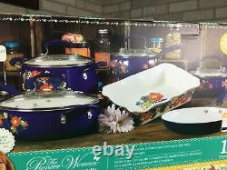 Open Box The Pioneer Woman Dazzling Dahlias 10-Piece Cookware Set withBakeware
