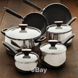PAULA DEEN 12 PCS Stainless Steel Cookware Set Nonstick Cooking Pan Pot Skillet
