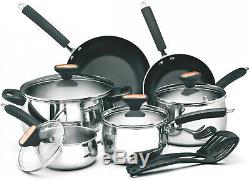 PAULA DEEN 12 PCS Stainless Steel Cookware Set Nonstick Cooking Pan Pot Skillet