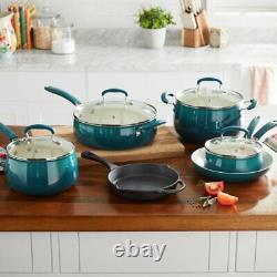 PIONEER WOMAN Classic Belly 10 Piece Ceramic Non-stick & Cast Iron Cookware Set