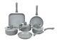 Pan Set Non Stick with Lids Induction 6-Piece Durastone Grey Marble Cookware