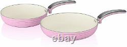 Pink Retro 5 Piece stick non Saucepan & Frying Pan Set Aluminium