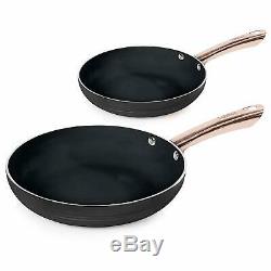 Pots Pans Casserole Set 7 Piece Easy Clean Ceramic Coating Black and Rose Gold