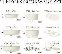 Pots and Pans Set, Nonstick Cookware Sets Detachable Handle, Induction Kitchen Se