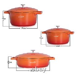 Pots and Pans Set of 3, Casserole Dishes with Lids Ovenproof, Non Stick Orange