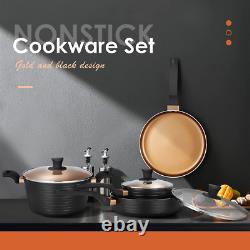 Pots and Pans Sets, Nonstick Cookware Set 5 Pieces, Induction 5 Piece, Black