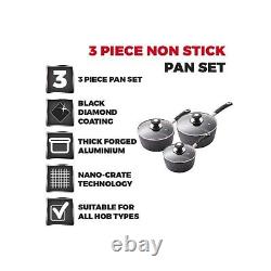 Precision 3 Piece Non-Stick Saucepan Set Black