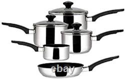 Prestige Everyday Pan Set 5pc Sauce Fry Non-Stick Stainless Steel Lid Induction