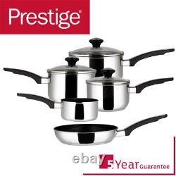 Prestige Everyday Pan Set 5pc Sauce Fry Non-Stick Stainless Steel Lid Induction