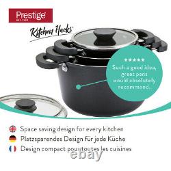 Prestige Kitchen Hacks 3 Piece Aluminium Stock Pot Set Non Stick Pot Set