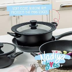 Prestige Nesting Cookware Set Non Stick Pans with Multi Size Lid Pack of 4