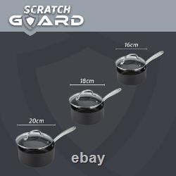 Prestige Scratch Guard 3 Piece Saucepan Set Induction Hob Pan Set 16/18/20cm